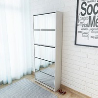  Shoe Cabinet 5-Layer Mirror White 63x17x169.5 cm