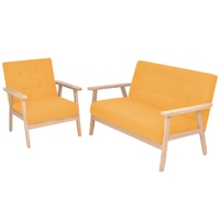  Sofa Set 2 Pieces Fabric Yellow