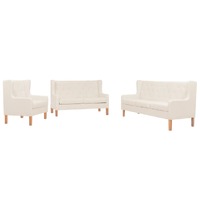  Sofa Set 3 Pieces Fabric Cream White