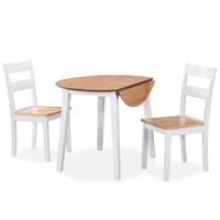  Dining Set 3 Pieces MDF and Rubberwood White