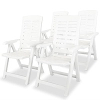  Reclining Garden Chairs 4 pcs Plastic White
