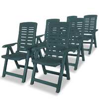  Reclining Garden Chairs 6 pcs Plastic Green