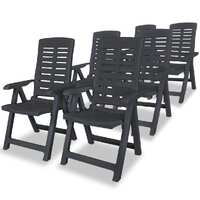  Reclining Garden Chairs 6 pcs Plastic Anthracite