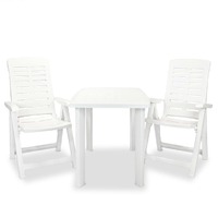  3 Piece Bistro Set Plastic White