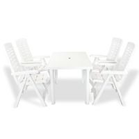  5 Piece Outdoor Dining Set Plastic White