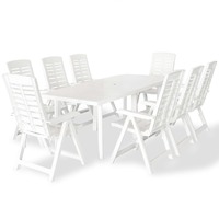  9 Piece Outdoor Dining Set Plastic White