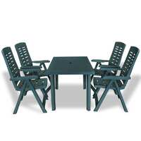  5 Piece Outdoor Dining Set Plastic Green