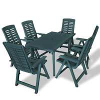 7 Piece Outdoor Dining Set Plastic Green