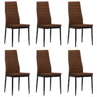  Dining Chairs 6 pcs Brown Fabric