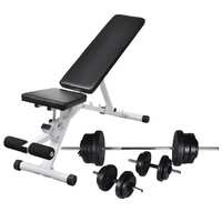  Workout Bench with Barbell and Dumbbell Set 60.5 kg