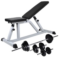 Workout Bench with Barbell and Dumbbell Set 30.5 kg