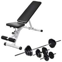  Workout Bench with Barbell and Dumbbell Set 30.5 kg