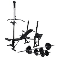  Workout Bench with Weight Rack Barbell and Dumbbell Set 30.5kg