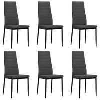  Dining Chairs 6 pcs Dark Grey Fabric