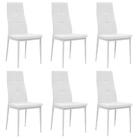  Dining Chairs 6 pcs White Faux Leather