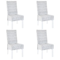  Dining Chairs 4 pcs Light Brown Kubu Rattan and Mango Wood