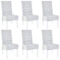  Dining Chairs 6 pcs Light Brown Kubu Rattan and Mango Wood