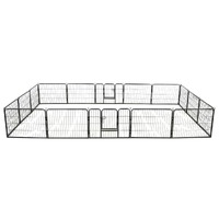  Dog Playpen 16 Panels Steel 60x80 cm Black