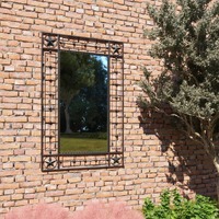  Garden Wall Mirror Rectangular 50x80 cm Black