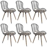  Dining Chairs 6 pcs Brown Natural Rattan