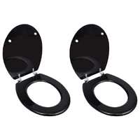  Toilet Seats with Lids 2 pcs MDF Black