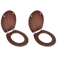  Toilet Seats with Lids 2 pcs MDF Brown