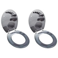  Toilet Seats with Lids 2 pcs MDF Stones