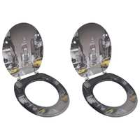  Toilet Seats with Lids 2 pcs MDF New York