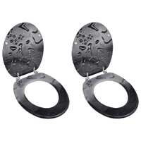  Toilet Seats with Lids 2 pcs MDF Water