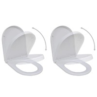  Toilet Seats with Soft Close Lids 2 pcs Plastic White