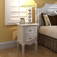  Nightstands 4 pcs with 2 Drawers MDF White