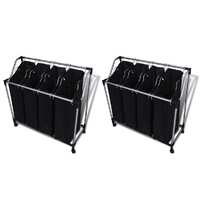  Laundry Sorters with Bags 2 pcs Black and Grey