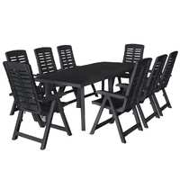 9 Piece Outdoor Dining Set Plastic Anthracite