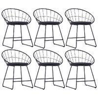  Dining Chairs with Faux Leather Seats 6 pcs Black Steel