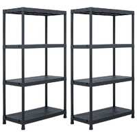  Storage Shelf Racks 2 pcs Black 60x30x138 cm Plastic