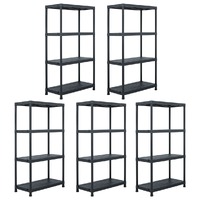  Storage Shelf Racks 5 pcs Black 60x30x138 cm Plastic