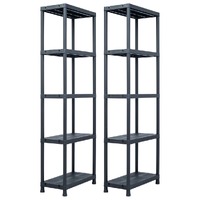  Storage Shelf Racks 2 pcs Black 125 kg 60x30x180 cm Plastic