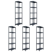  Storage Shelf Racks 5 pcs Black 125 kg 60x30x180 cm Plastic