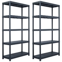  Storage Shelf Racks 2 pcs Black 250 kg 80x40x180 cm Plastic