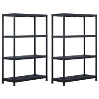  Storage Shelf Racks 2 pcs Black 220 kg 90x40x138 cm Plastic