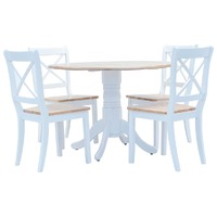  5 Piece Dining Set Solid Rubber Wood White and Brown