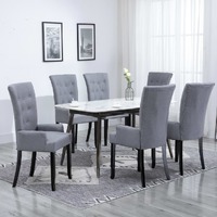  Dining Chairs with Armrests 6 pcs Light Grey Fabric