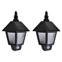  Solar Wall Lamps 2 pcs with Motion Sensor Black