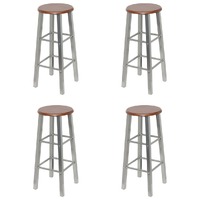  Bar Stools 4 pcs Silver and Brown MDF