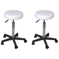 Office Stools 2 pcs White 35.5x84 cm Faux Leather