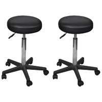  Office Stools 2 pcs Black 35.5x84 cm Faux Leather