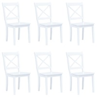  Dining Chairs 6 pcs White Solid Rubber Wood
