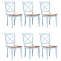  Dining Chairs 6 pcs Grey and Light Wood Solid Rubber Wood