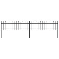  Garden Fence with Hoop Top Steel 3.4 m Black