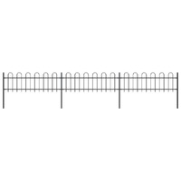  Garden Fence with Hoop Top Steel 5.1 m Black